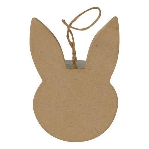 Illustration de : Tête de lapin plate à suspendre en papier mâché à décorer - Décopatch
