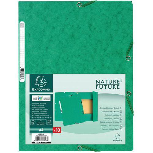 Lot de 50 chemises à élastiques 3 rabats carte lustrée 400g/m² a4 Vert thumbnail image 1