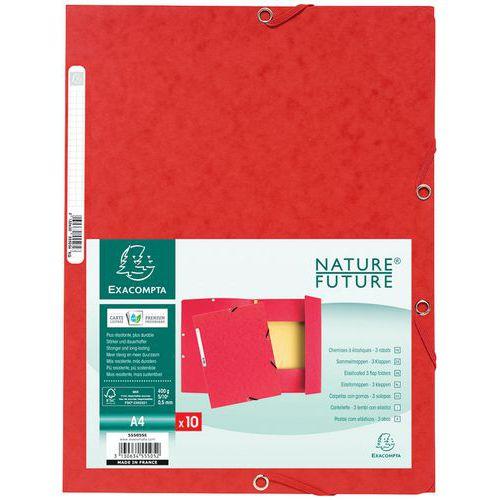 Lot de 50 chemises à élastiques 3 rabats carte lustrée 400g/m² a4 Rouge thumbnail image 1