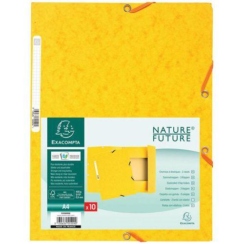 Lot de 50 chemises à élastiques 3 rabats carte lustrée 400g/m² a4 Jaune thumbnail image 1