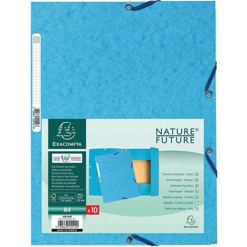 Lot de 50 chemises 3 rabats carte lustrée 400g/m² a4 Turquoise thumbnail image 1