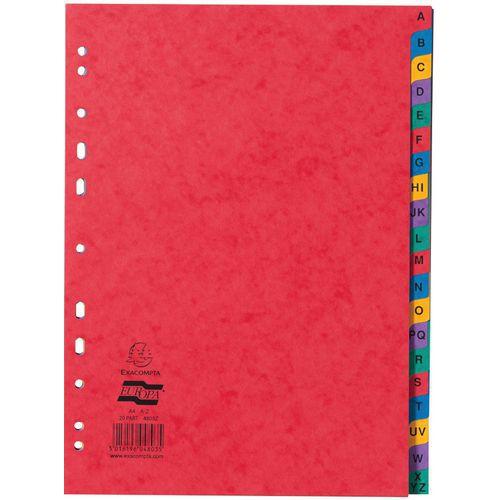 Illustration de : Intercalaires carte avec onglets imprimés 20 positions az A4