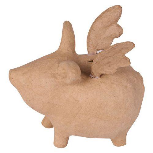 Illustration de : Tirelire cochon volant en papier mâché à décorer - Décopatch