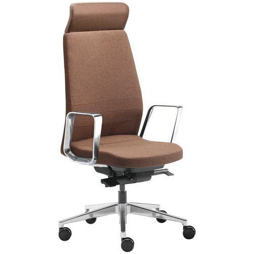Fauteuil Eden têtière pied et accoudoir aluminium brosé tissu Sokoa thumbnail image 1