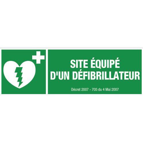 Panneau d'évacuation-secours - "Site équipé d'un défibrillateur" - Rigide thumbnail image 1