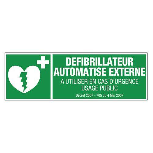 Panneau d'évacuation-secours - "Défibrillateur automatisé externe" - Rigide thumbnail image 1