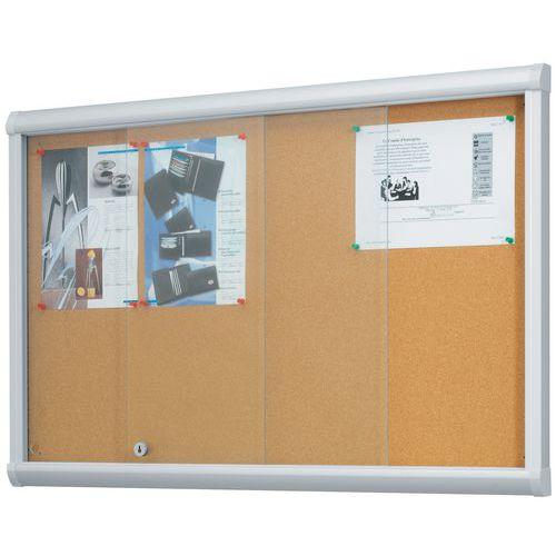 Vitrine d'intérieur portes coulissantes Leader - Fond liège - Porte en verre de sécurité thumbnail image 1