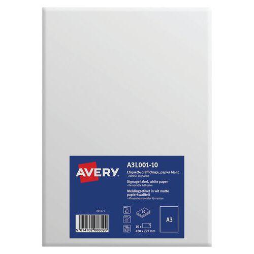 Lot de 10 Etiquettes d'affichage enlevables A3 ILC Blanc mat thumbnail image 1