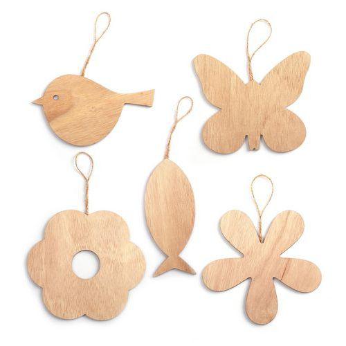 Illustration de : Lot de 5 formes géantes en bois à décorer thème printemps