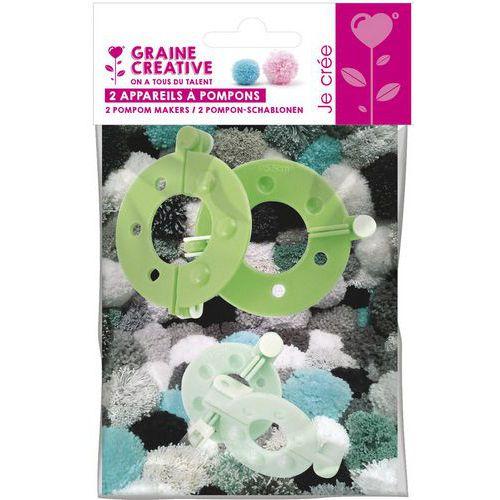 Illustration de : Lot 2 appareils à fabrique à pompons Ø35 et Ø55 mm - Graine créative