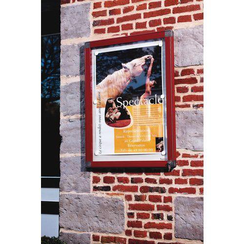 Illustration de : Vitrine d'extérieur Antares à l'italienne - Fond aluminium - Porte en verre de sécurité