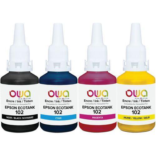 Bouteilles d'encre pour Epson 102 - 4 couleurs thumbnail image 1
