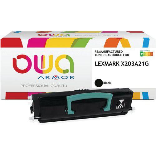 Illustration de : Toner remanufacturé Lexmark X203A21G - X203A11G - Noir - Owa