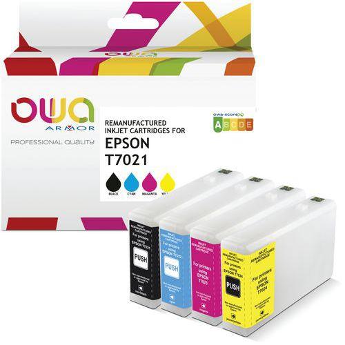 Illustration de : Cartouches d'encre remanufacturées Epson T702 - 4 couleurs - Owa
