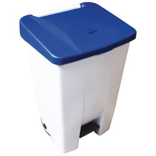 Poubelle mobile à pédale 80 L Blanc / Bleu - Manutan thumbnail image 1