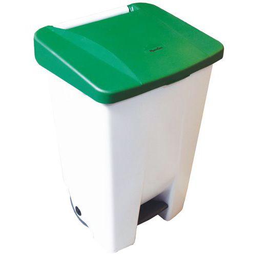 Poubelle mobile à pédale 80 L Blanc / Vert -  Manutan thumbnail image 1