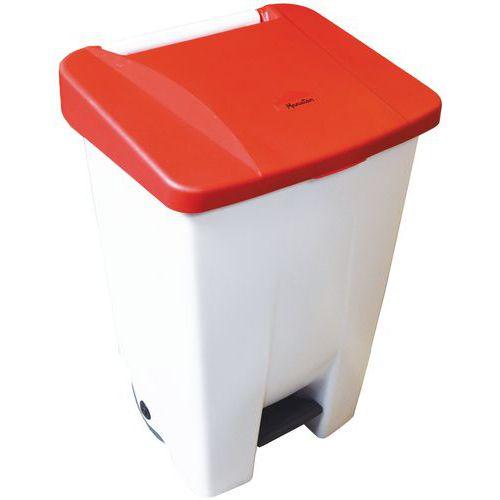 Poubelle mobile à pédale 80 L Blanc / Rouge -  Manutan thumbnail image 1