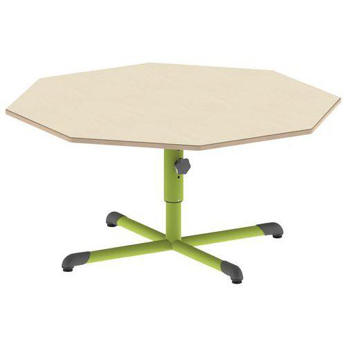 Table réglable Chloé octogonale pied central plateau beige - Mobidecor thumbnail image 1