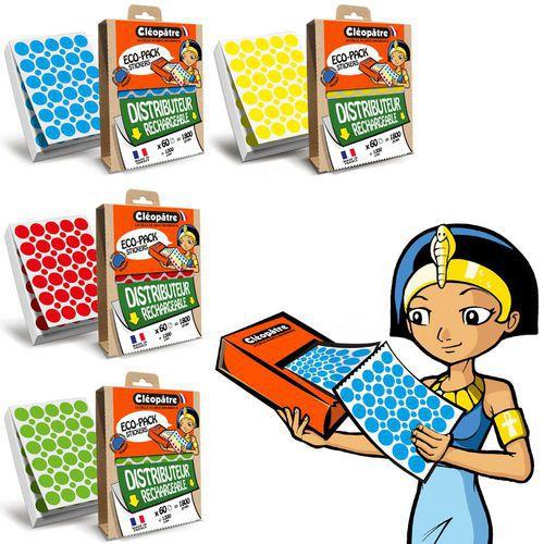 4 boîtes Eco-Pack + 7200 gommettes rondes 18mm (4 couleurs) thumbnail image 1