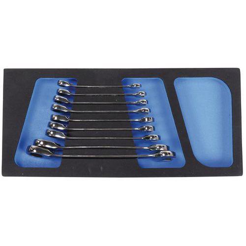 Illustration de : Module 1/3 avec 9 clés mixtes à cliquet - Manutan Expert