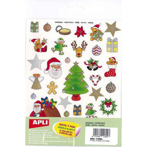 Illustration de : Pochette 6 feuilles gommettes Noël - Apli Kids