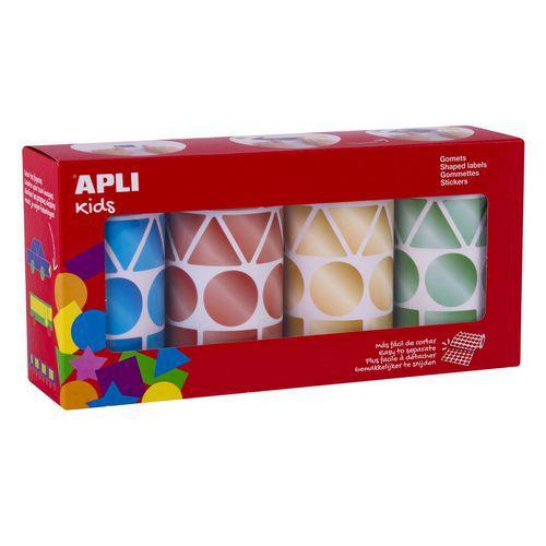 Illustration de : Lot 4 rouleaux gommettes géométriques métal 27mm - Apli Kids