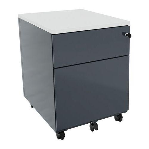 Caisson mobile métal 2 tiroirs blanc Anthracite thumbnail image 1