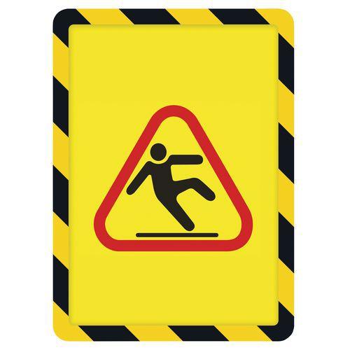 Lot de 2 cadre magneto securite adhesif A4 jaune/noir thumbnail image 1