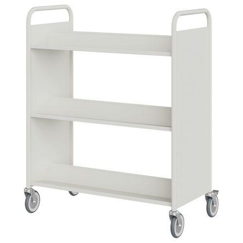 Chariot à livres 6 tablettes inclinées double face blanc 9003 thumbnail image 1