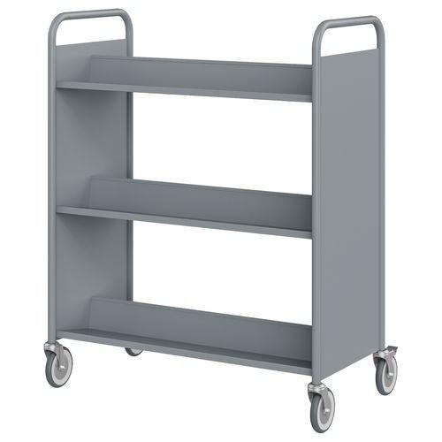 Chariot à livres 6 tablettes inclinées double face gris 7040 thumbnail image 1