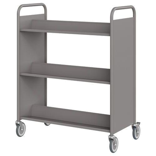 Chariot à livres 6 tablettes inclinées double face gris 7036 thumbnail image 1
