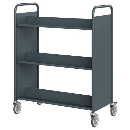 Chariot à livres 6 tablettes inclinées double face bleu gris 7031 thumbnail image 1