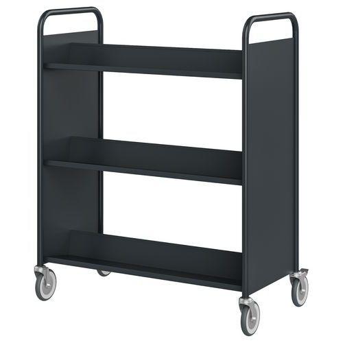 Chariot à livres 6 tablettes inclinées double face anthracite 7016 thumbnail image 1