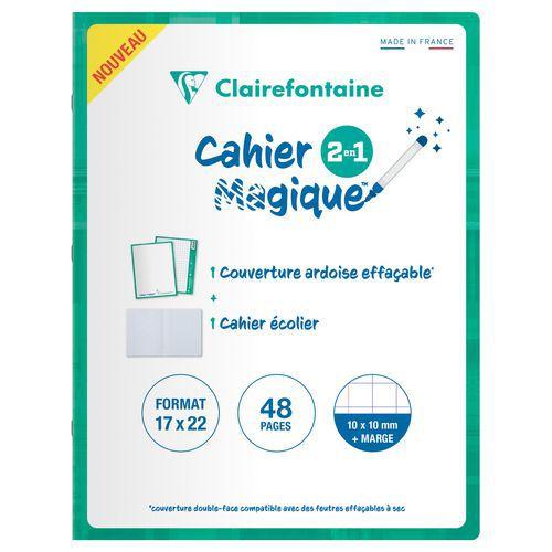 Cahier Magique  couverture ardoise double face effaçable piqué blanc 17x22 48p Q.10/10 + marge thumbnail image 1