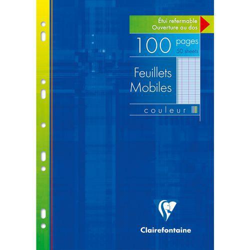 Illustration de : Feuillets mobiles de couleur sous étui A4 - Clairefontaine