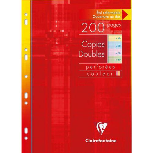 Illustration de : Copies doubles couleurs assorties sous étui A4 Seyès - Clairefontaine