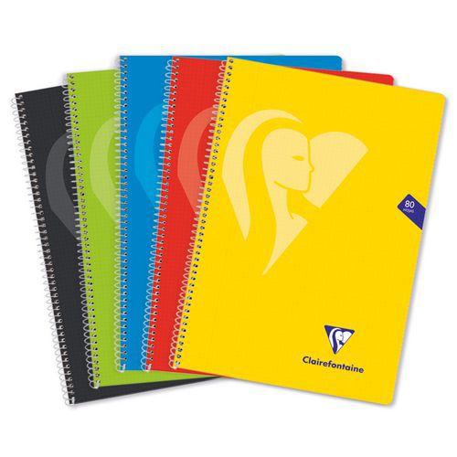 Mimesys cahier spiralé polypro Folio 21,5x31cm 160p Q.4x4 + marge couleurs VIVES assorties thumbnail image 1