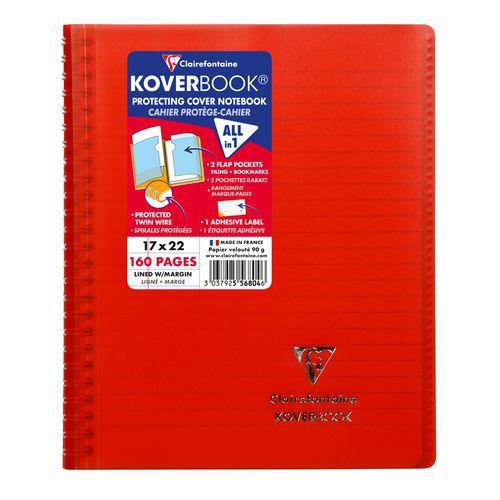 Koverbook reliure intégrale enveloppante PP transparent Rouge 17x22cm 160p ligné + marge thumbnail image 1