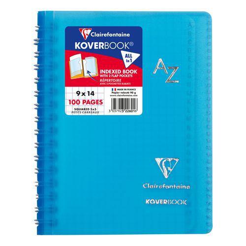 Koverbook répertoire reliure intégrale enveloppante PP transparent 9x14cm 100p Q.5x5 coloris assortis thumbnail image 1