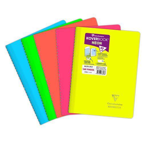 Koverbook NEON reliure intégrale enveloppante PP opaque 21x29,7cm 160p ligné coloris assortis thumbnail image 1