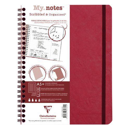 Age Bag My.Notes carnet reliure intégrale à marge détachable 16x21cm 120p détachligné rouge thumbnail image 1