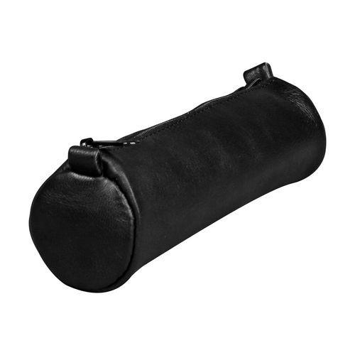 Age Bag trousse cuir petite ronde 18,5xØ4cm couleur noire seulement thumbnail image 1
