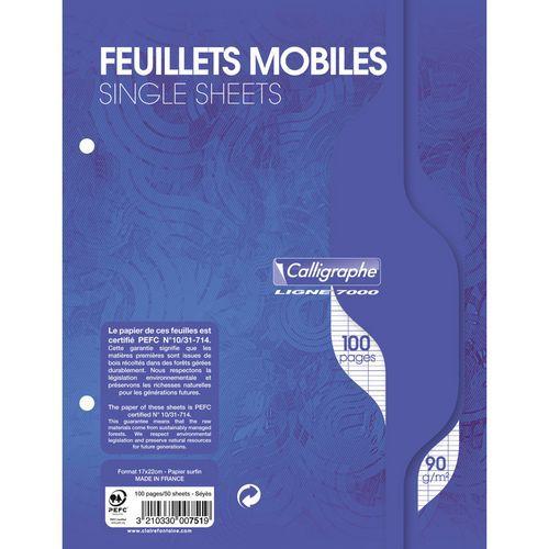 7000, Feuillets mobiles s/film 17x22 100p séyès 90g thumbnail image 1