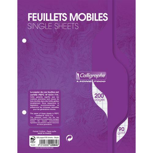 Feuillets mobiles sous film 17x22 cm Seyès - Calligraphe thumbnail image 1