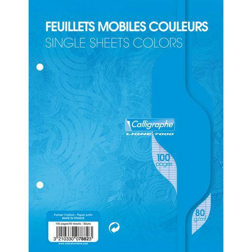 7000, Feuillets mobiles s/film 17x22 bleu 100p séyès 80g thumbnail image 1