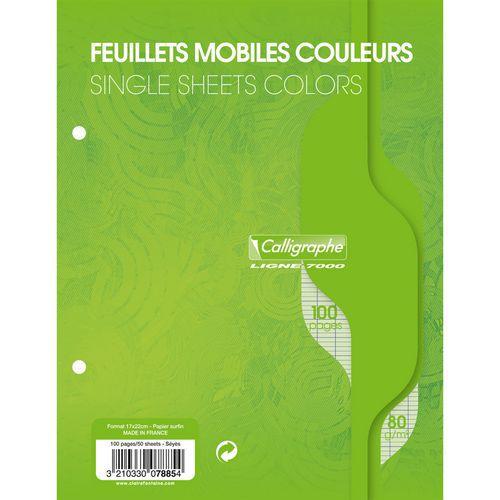 7000, Feuillets mobiles s/film 17x22 vert 100p séyès 80g thumbnail image 1