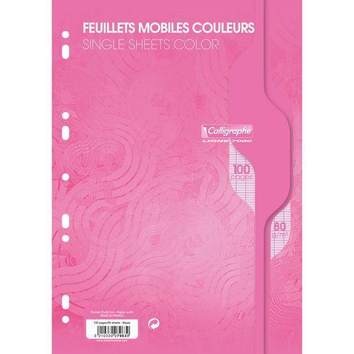 7000, Feuillets mobiles s/film 21x29,7 rose 100p séyès 80g thumbnail image 1