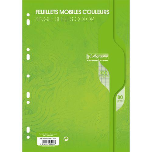 7000, Feuillets mobiles s/film 21x29,7 vert 100p séyès 80g thumbnail image 1