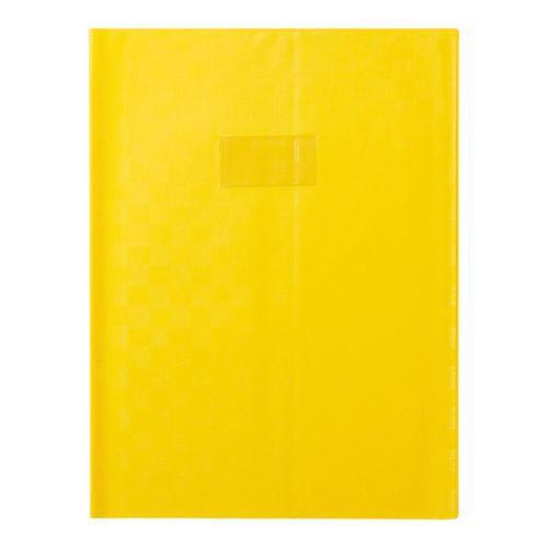 Protège-cahier+Marque-page grain madras 22/100ème 24x32 jaune + porte étiquette thumbnail image 1