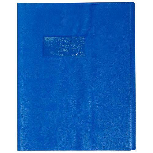 Protège-cahier grain cuir 20/100ème 17x22 bleu + porte étiquette thumbnail image 1